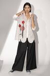 Buy_Taika by Poonam Bhagat_Pink Cotton Linen And Embroidery Geometric Shirt Scallop  _at_Aza_Fashions