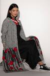 Shop_Taika By Poonam Bhagat_Ivory Cotton Linen Geometric Print, Applique Embroidery High Chopsticks Jacket _at_Aza_Fashions
