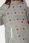 Shop_Taika By Poonam Bhagat_Ivory Cotton Linen Geometric Wide Fold Collar Red Dot Dress _Online_at_Aza_Fashions