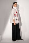Taika by Poonam Bhagat_Pink Cotton Linen And Embroidery Geometric Shirt Scallop  _Online_at_Aza_Fashions