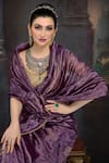 Pranay Baidya_Purple Chanderi Striped Saree  _Online_at_Aza_Fashions