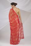 Shop_Pranay Baidya_Red Chanderi Striped Saree  _at_Aza_Fashions