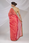 Shop_Pranay Baidya_Pink Chanderi Striped Saree  _at_Aza_Fashions