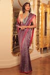 Buy_Pranay Baidya_Purple Chanderi Striped Saree  _at_Aza_Fashions