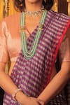 Buy_Pranay Baidya_Purple Chanderi Striped Saree  _Online_at_Aza_Fashions