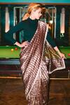 Shop_Pranay Baidya_Maroon Chanderi Striped Saree  _Online_at_Aza_Fashions