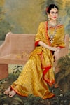 Shop_Pranay Baidya_Yellow Chanderi Striped Saree  _at_Aza_Fashions