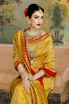 Pranay Baidya_Yellow Chanderi Striped Saree  _Online_at_Aza_Fashions