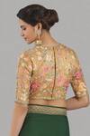 Shop_Pranay Baidya_Gold Chanderi Floral Embroidered Saree Blouse_at_Aza_Fashions