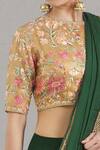 Pranay Baidya_Gold Chanderi Floral Embroidered Saree Blouse_Online_at_Aza_Fashions