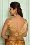 Shop_Pranay Baidya_Gold Tissue Plain V Neck Sleeveless Blouse _at_Aza_Fashions