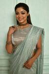 Pranay Baidya_Silver Tissue Woven Round Princess Cut Blouse _Online_at_Aza_Fashions