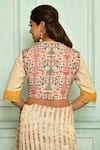 Shop_Pranay Baidya_White Cotton Embroidered Thread Work Plunge V Neck Phulkari Blouse _at_Aza_Fashions