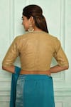 Shop_Pranay Baidya_Gold Net Embroidered Sequin Work Plunge V Neck Blouse _at_Aza_Fashions