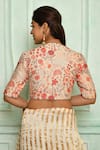 Shop_Pranay Baidya_Ivory Chanderi Woven And Embroidered Thread Work Plunge V Neck Floral Blouse _at_Aza_Fashions