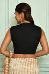 Shop_Pranay Baidya_Black Cotton Silk Textured Embroidered Blouse_at_Aza_Fashions