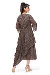 Shop_Preeti Jhawar_Brown Crepe Round Draped Midi Dress_at_Aza_Fashions