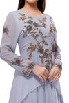 Buy_Preeti Jhawar_Blue Gown Chiffon Top Georgette Gown Round A-line Tunic With Embroidered_Online_at_Aza_Fashions