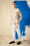 Shop Project Bandi Blue Cotton Printed Bundi And Kurta Set at Aza Fashions Shop_Project Bandi_Blue Cotton Printed Bundi And Kurta Set _at_Aza_Fashions