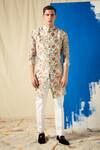 Project Bandi Blue Cotton Printed Bundi And Kurta Set Online at Aza Fashions Project Bandi_Blue Cotton Printed Bundi And Kurta Set _Online_at_Aza_Fashions