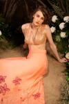 Piyanshu Bajaj_Peach Organza Embroidered Skirt Set_Online_at_Aza_Fashions