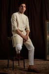 Project Bandi Beige Linen Kurta And Pant Set Online at Aza Fashions Project Bandi_Beige Linen Kurta And Pant Set _Online_at_Aza_Fashions