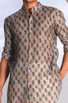 Project Bandi_Grey Cotton Floral Print Short Kurta  _Online_at_Aza_Fashions