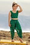 Buy_Piyanshu Bajaj_Green Printed Blouse And Dhoti Pant Set For Girls_at_Aza_Fashions