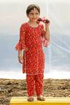 Buy_Piyanshu Bajaj_Red Printed Kurta And Pant Set For Girls_at_Aza_Fashions