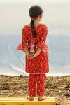 Shop_Piyanshu Bajaj_Red Printed Kurta And Pant Set For Girls_at_Aza_Fashions