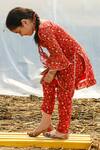 Piyanshu Bajaj_Red Printed Kurta And Pant Set For Girls_Online_at_Aza_Fashions