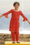 Buy_Piyanshu Bajaj_Red Printed Kurta And Pant Set For Girls_Online_at_Aza_Fashions
