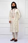 Nitesh Singh Chauhan_Beige Cotton Silk Hand Embroidered Kurta Set _Online_at_Aza_Fashions