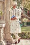 Buy_Nitesh Singh Chauhan_Beige Cotton Silk Hand Embroidered Kurta Set _at_Aza_Fashions