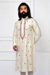 Buy_Nitesh Singh Chauhan_Beige Cotton Silk Hand Embroidered Kurta Set _Online_at_Aza_Fashions