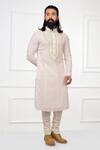 Buy_Nitesh Singh Chauhan_White Cotton , Chanderi Blend Embroidered Kurta Set _Online_at_Aza_Fashions