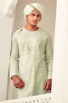 Nitesh Singh Chauhan_Green Cotton , Chanderi Blend Hand Embroidered Kurta Set _at_Aza_Fashions