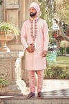 Buy_Nitesh Singh Chauhan_Pink Cotton Silk Blend Hand Embroidered Kurta Set  _at_Aza_Fashions