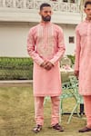 Buy_Nitesh Singh Chauhan_Pink Chanderi Silk Embroidered Kurta Set_at_Aza_Fashions