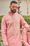 Shop_Nitesh Singh Chauhan_Pink Chanderi Silk Embroidered Kurta Set_Online_at_Aza_Fashions