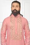 Nitesh Singh Chauhan_Pink Chanderi Silk Embroidered Kurta Set_at_Aza_Fashions