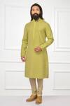 Nitesh Singh Chauhan_Green Silk, Blend Hand Embroidered Kurta Set _Online_at_Aza_Fashions