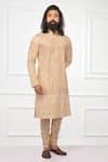 Nitesh Singh Chauhan_Peach Cotton Blend Embroidered Kurta Set  _Online_at_Aza_Fashions