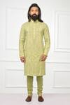 Nitesh Singh Chauhan_Green Cotton Silk Blend Embroidered Kurta Set_Online_at_Aza_Fashions