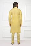 Shop_Nitesh Singh Chauhan_Yellow Cotton Silk Blend Embroidered Kurta Set  _at_Aza_Fashions