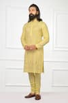 Nitesh Singh Chauhan_Yellow Cotton Silk Blend Embroidered Kurta Set_Online_at_Aza_Fashions