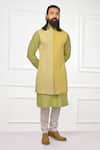 Nitesh Singh Chauhan_Yellow Crepe Embroidered Bundi And Kurta Set_Online_at_Aza_Fashions