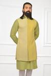 Shop_Nitesh Singh Chauhan_Yellow Crepe Embroidered Bundi And Kurta Set  _Online_at_Aza_Fashions