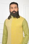 Nitesh Singh Chauhan_Yellow Crepe Embroidered Bundi And Kurta Set_at_Aza_Fashions