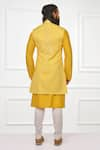 Shop_Nitesh Singh Chauhan_Yellow Cotton Silk Blend Embroidered Bundi And Kurta Set  _at_Aza_Fashions